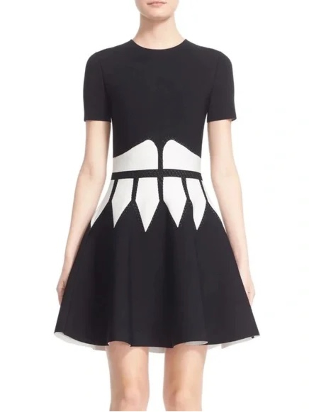 Alexander McQueen Jewel-Neck Dress with Graphic Flame Waist Size XXL